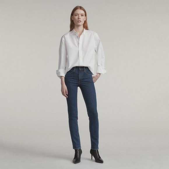 rag & bone high-rise slim leg cigarette jean, dark - Picture 1 of 8